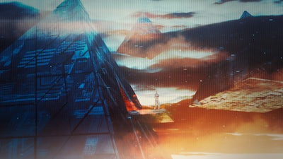 Esfinge y puerto espacial de Giza