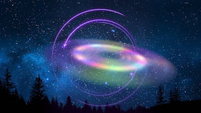 Trompetas del apocalipcis y OVNIS coloridos