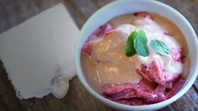 Berry Ice Cream With Raw Chocolate Sauce