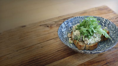 Open Salmon Salad Sandwich